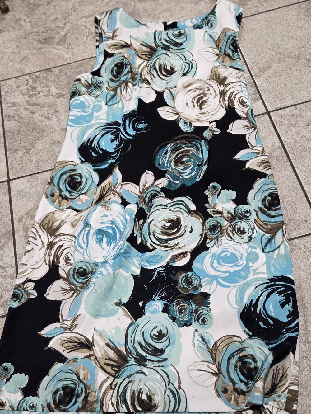 connected apparel Teal, Black & White Floral Shift Dress